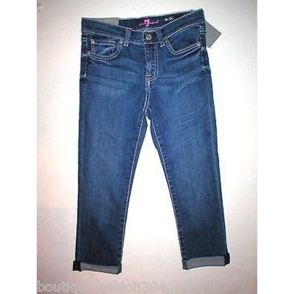 New Girls Jeans 7 for all mankind 10 Crop Roll Second Skin Legging Leg NWT $79 - Picture 3 of 5